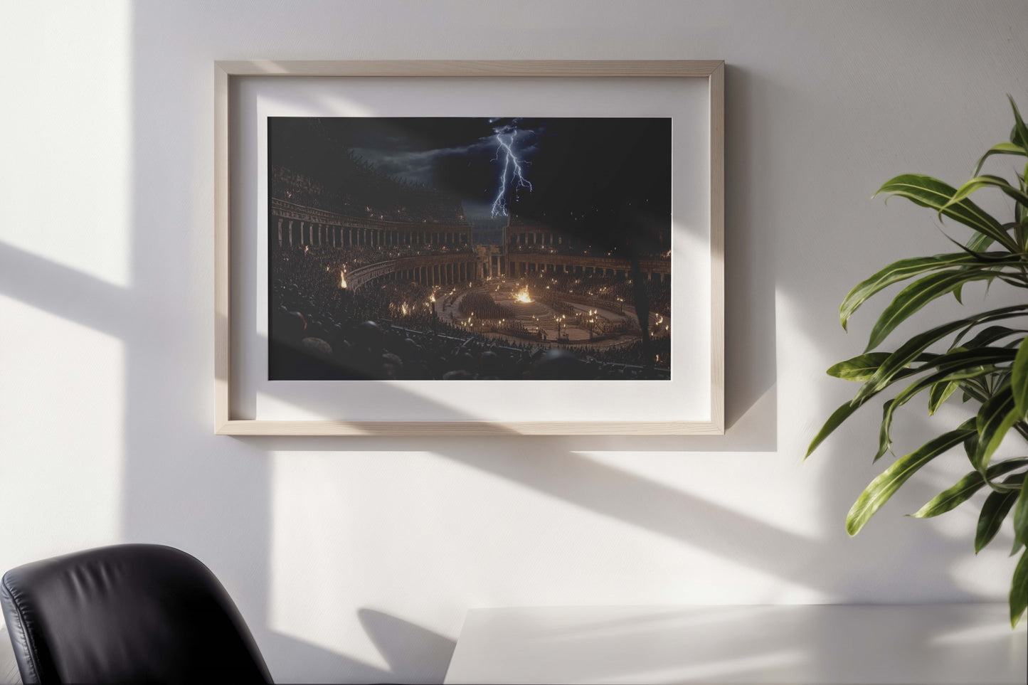 Storm over the Colosseum – Epic Ancient Roman Arena Wall Art | Lightning and Fire Cinematic Digital Painting