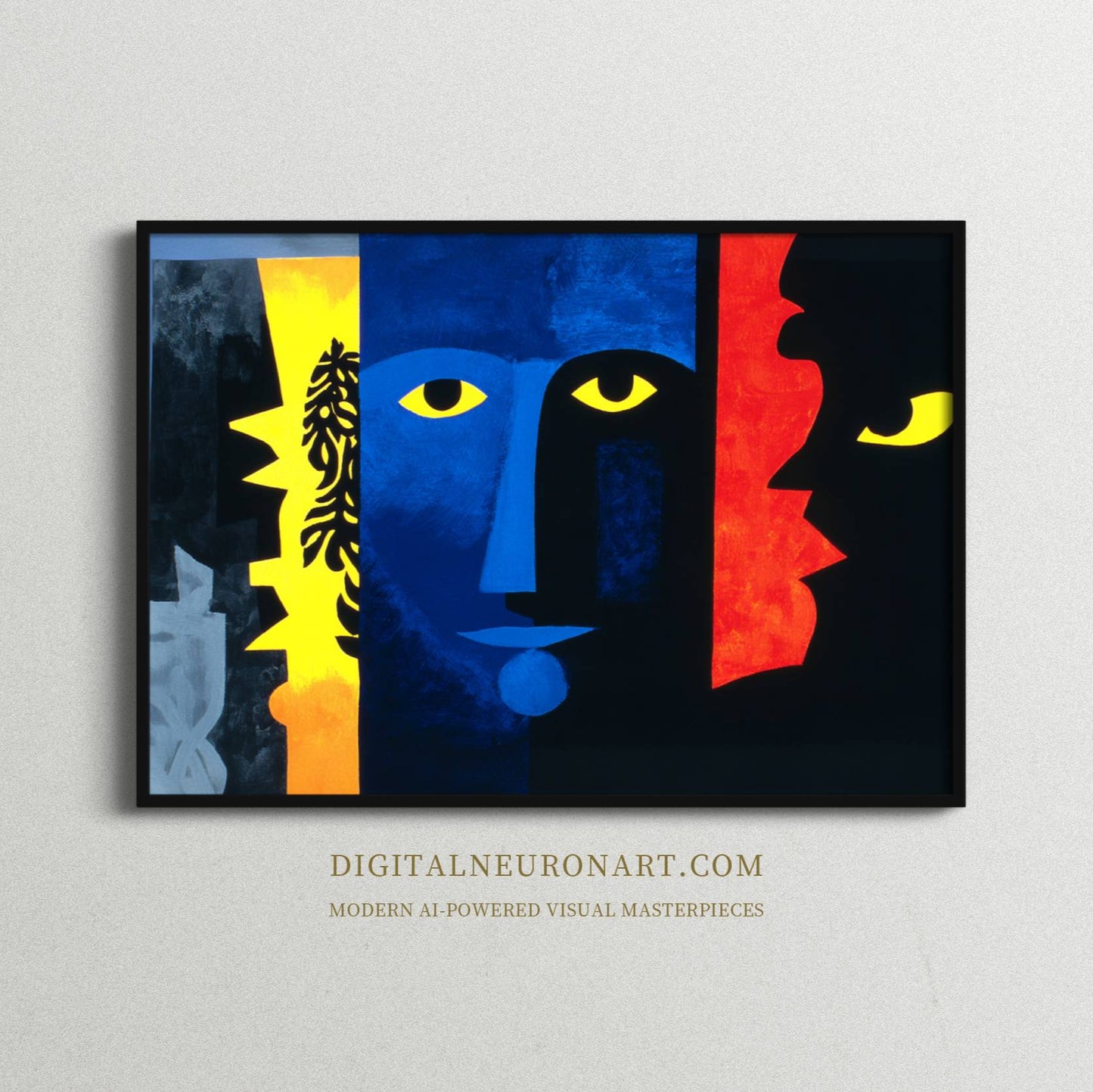 Faces in Contrast – Modern Abstract Expressionist Painting | Digital Download Wall Art