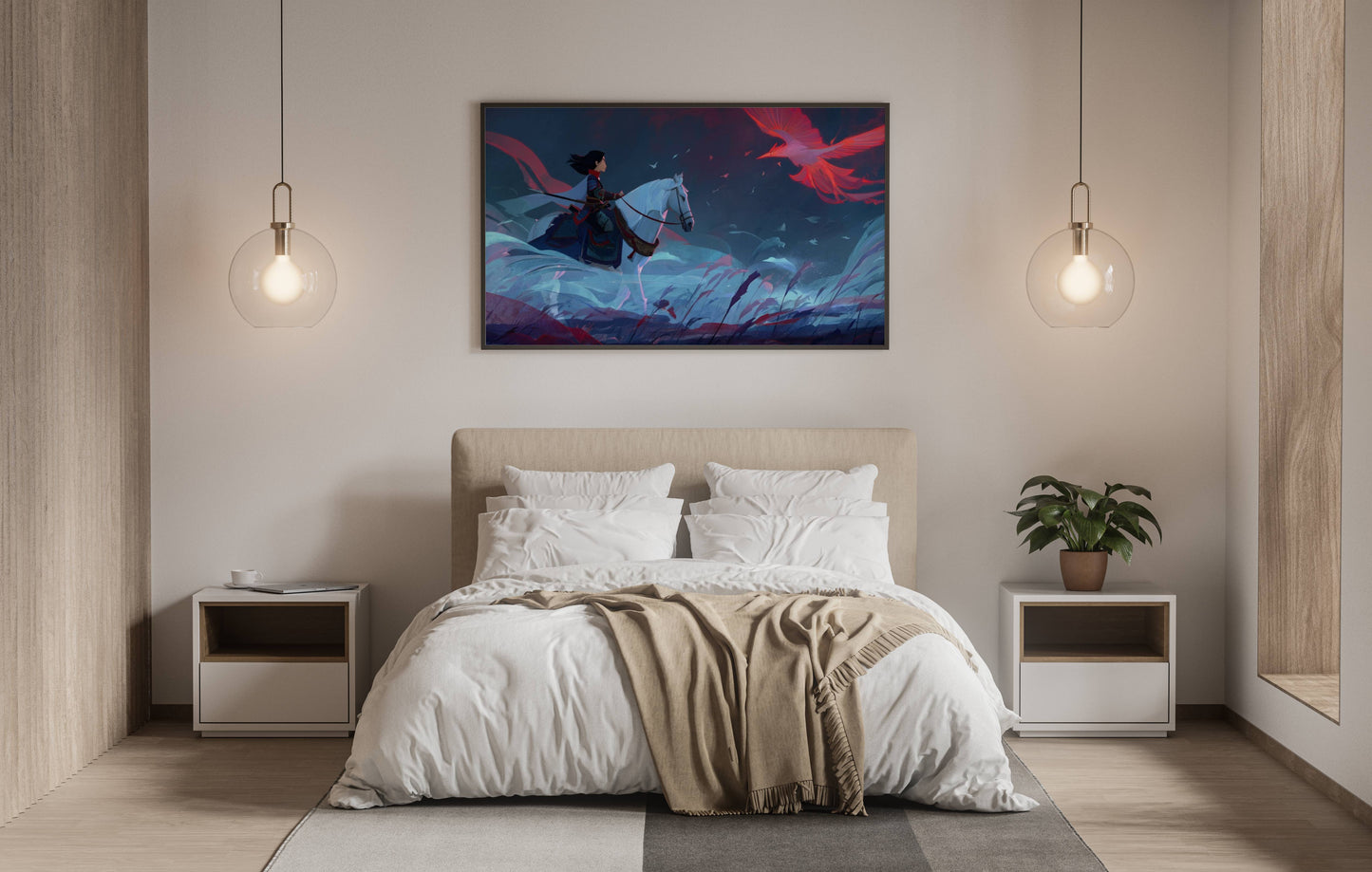 Legendary Phoenix Rider – Modern Digital Fantasy Illustration | Epic AI Wall Art Download