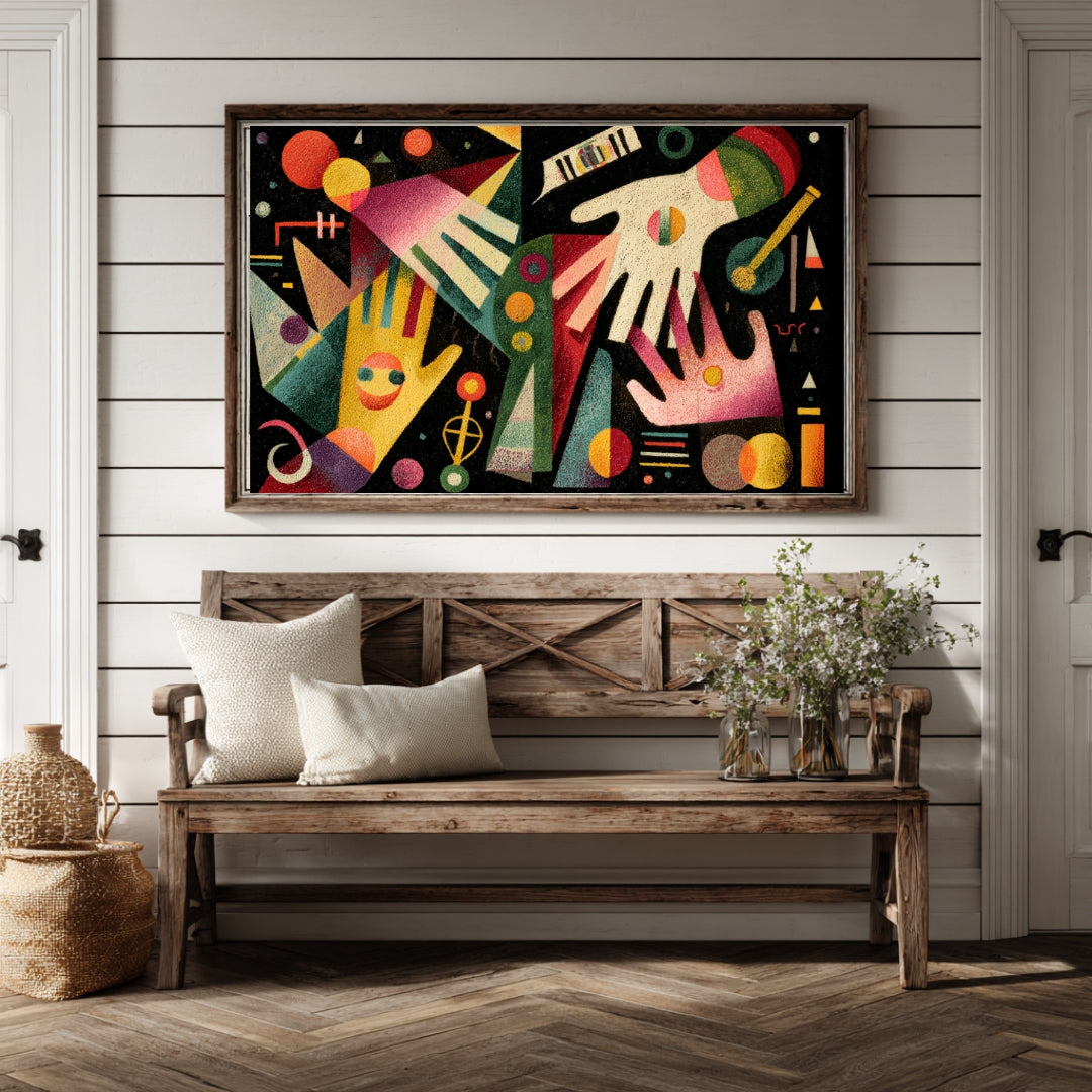 Symphony of Hands – Modern Abstract Geometric Painting with Vibrant Colors | Digital Download Wall Art