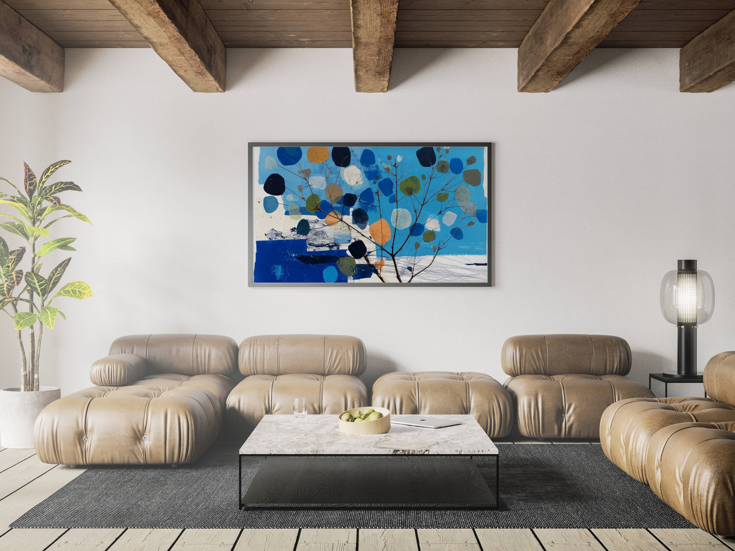 Blue Harmony Tree – Modern Abstract Botanical Painting | Digital Download Wall Art