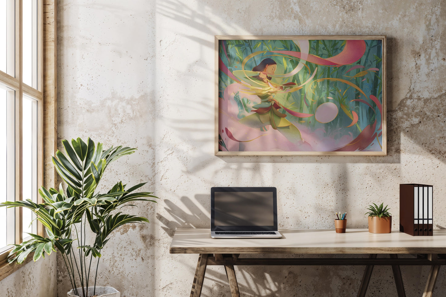 Warrior’s Grace – Modern Fantasy Illustration with Dynamic Energy | Digital Download Wall Art