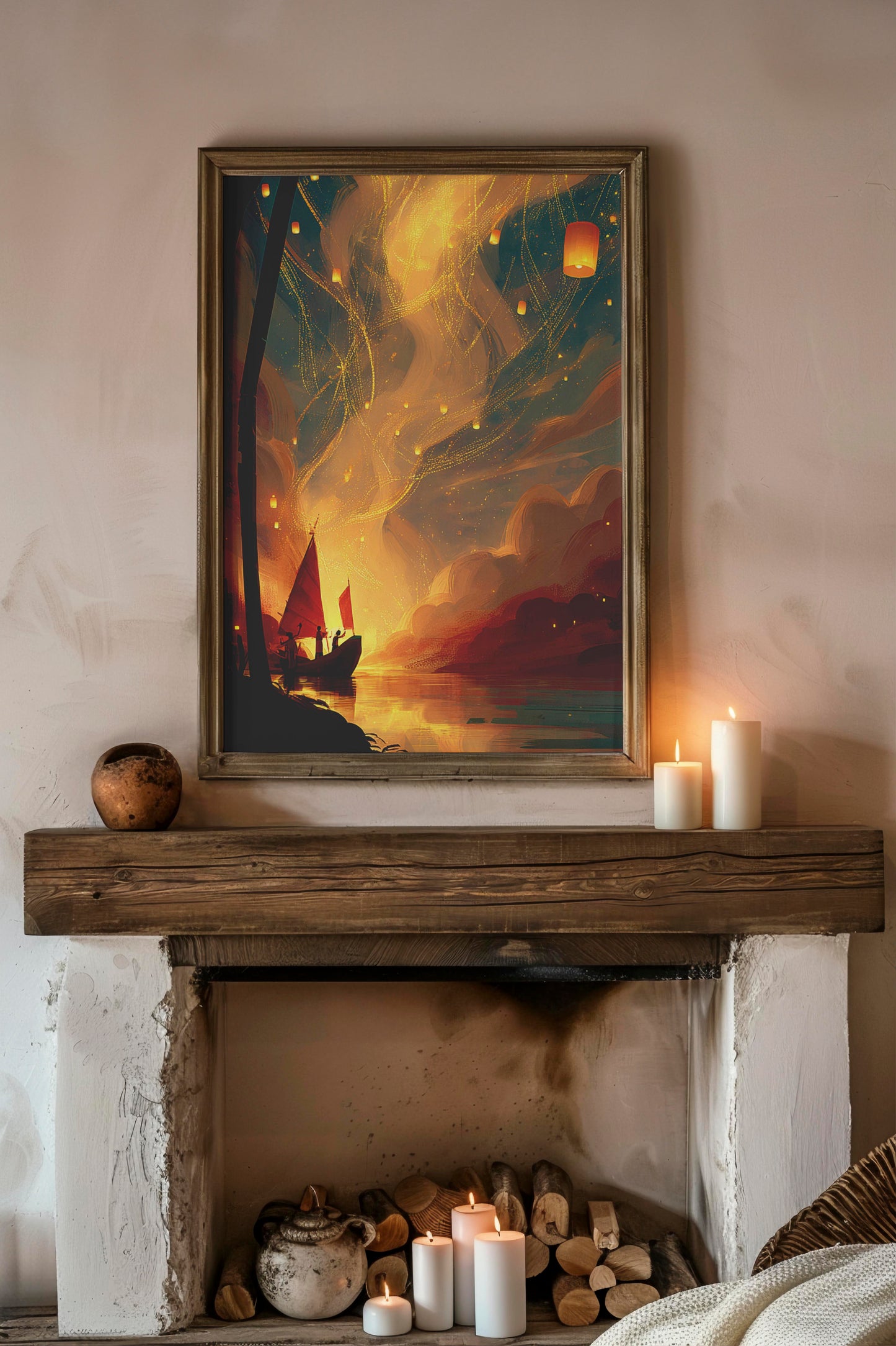 Celestial Drift – Dreamy Digital Wall Art | AI Fantasy Illustration | Instant Download