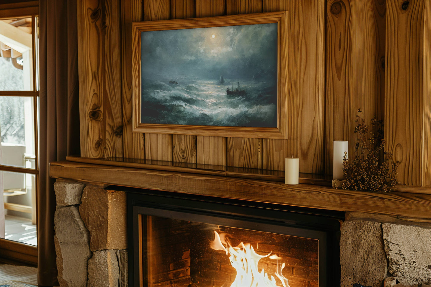 Moonlit Tempest – Dramatic Ocean Oil Painting | Digital Download Wall Art