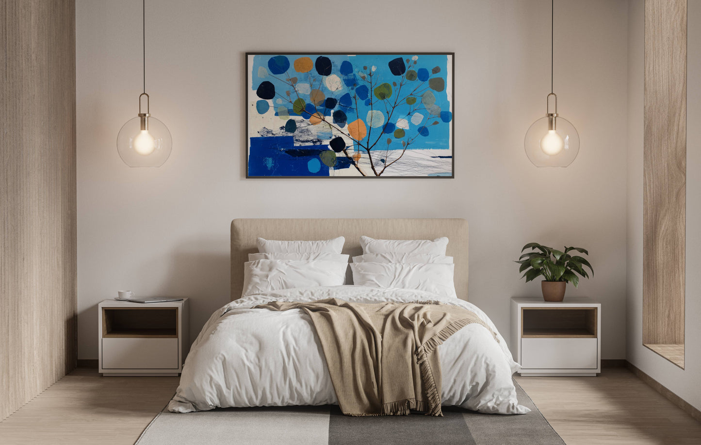 Blue Harmony Tree – Modern Abstract Botanical Painting | Digital Download Wall Art