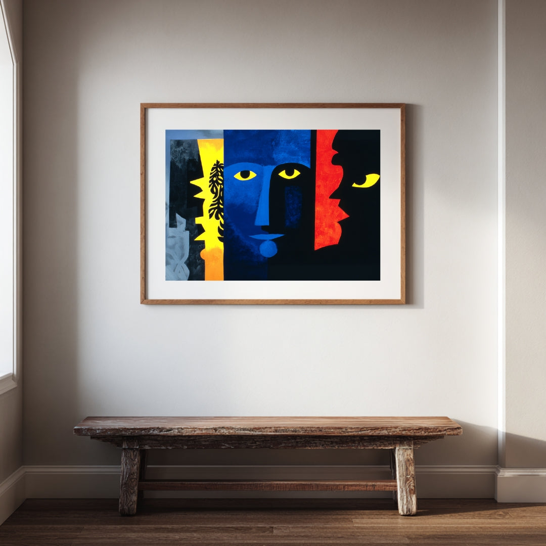 Faces in Contrast – Modern Abstract Expressionist Painting | Digital Download Wall Art