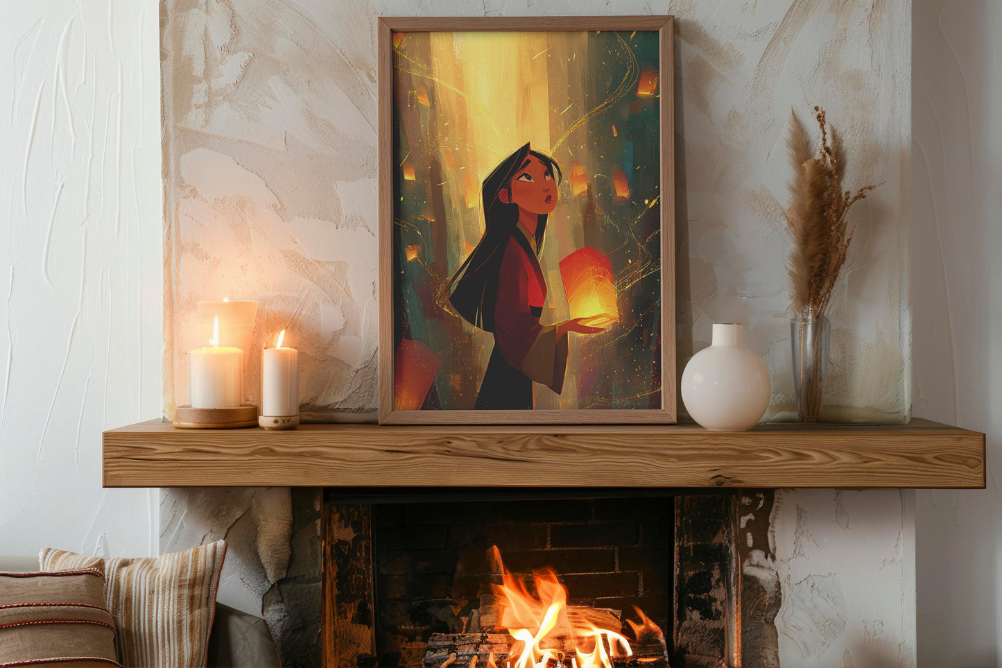 Lantern Wishes – Dreamy AI Digital Wall Art | Inspirational Illustration | Instant Download