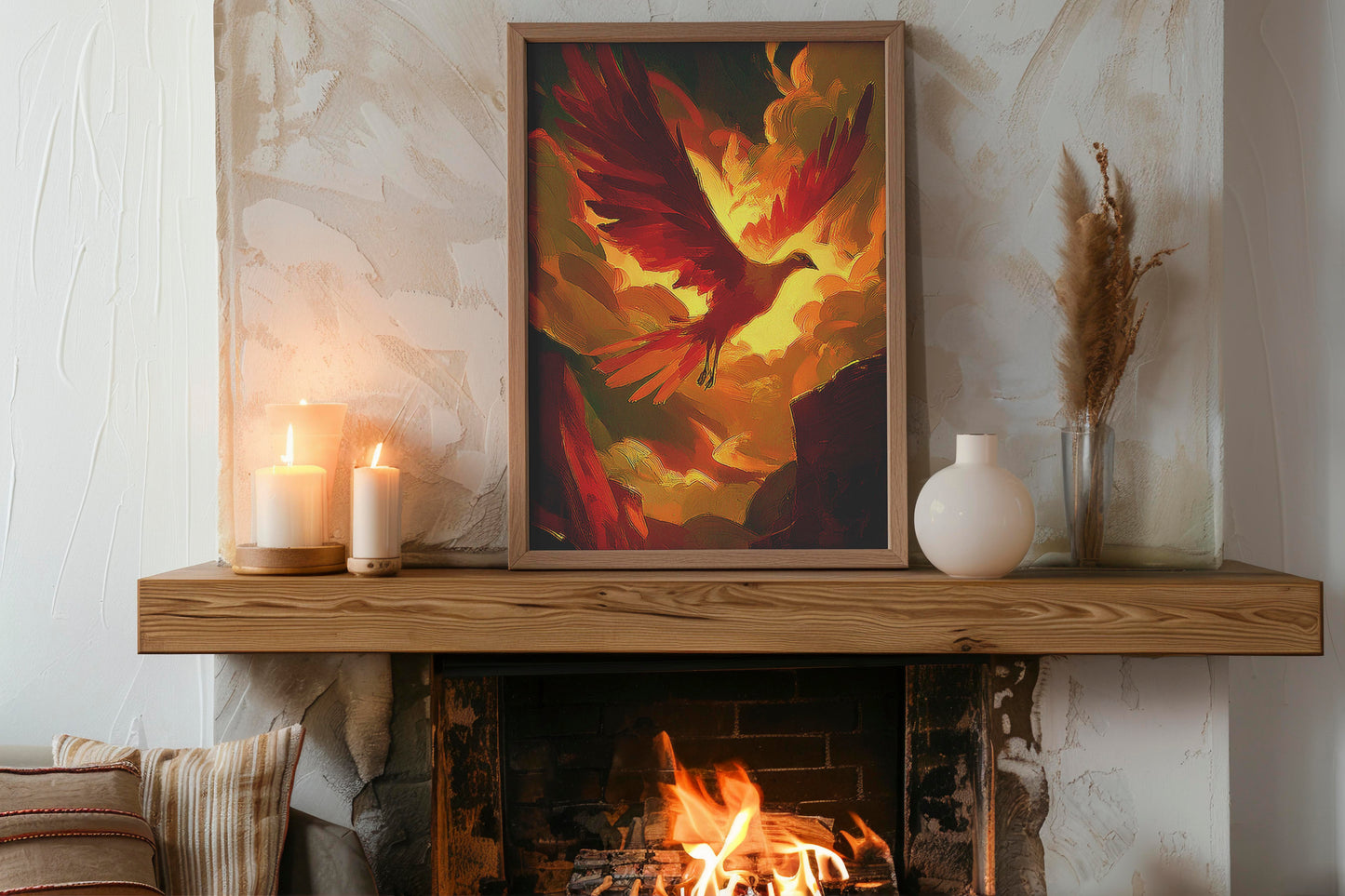 Rise of the Phoenix – Majestic AI Digital Wall Art | Mythical Fantasy Illustration | Instant Download