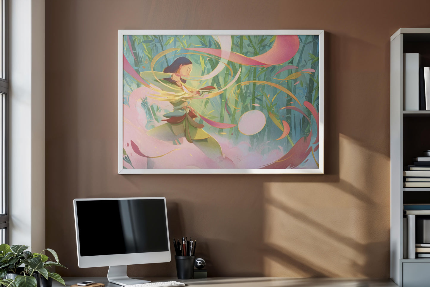 Warrior’s Grace – Modern Fantasy Illustration with Dynamic Energy | Digital Download Wall Art