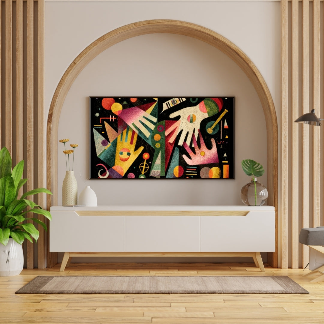 Symphony of Hands – Modern Abstract Geometric Painting with Vibrant Colors | Digital Download Wall Art
