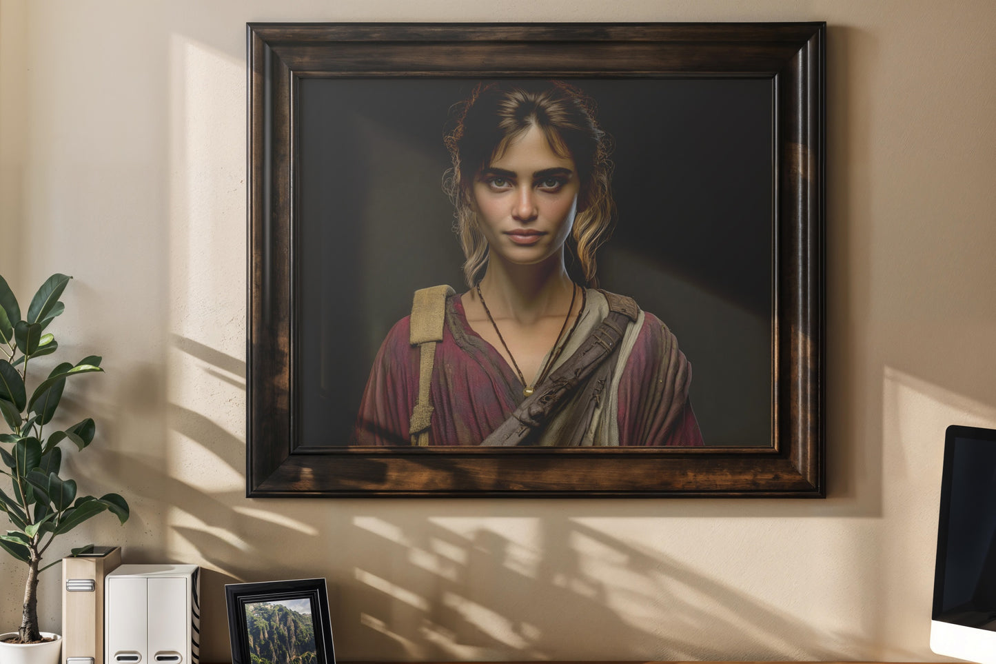 Portrait of Strength – Hyperrealistic Female Warrior Digital Art Print