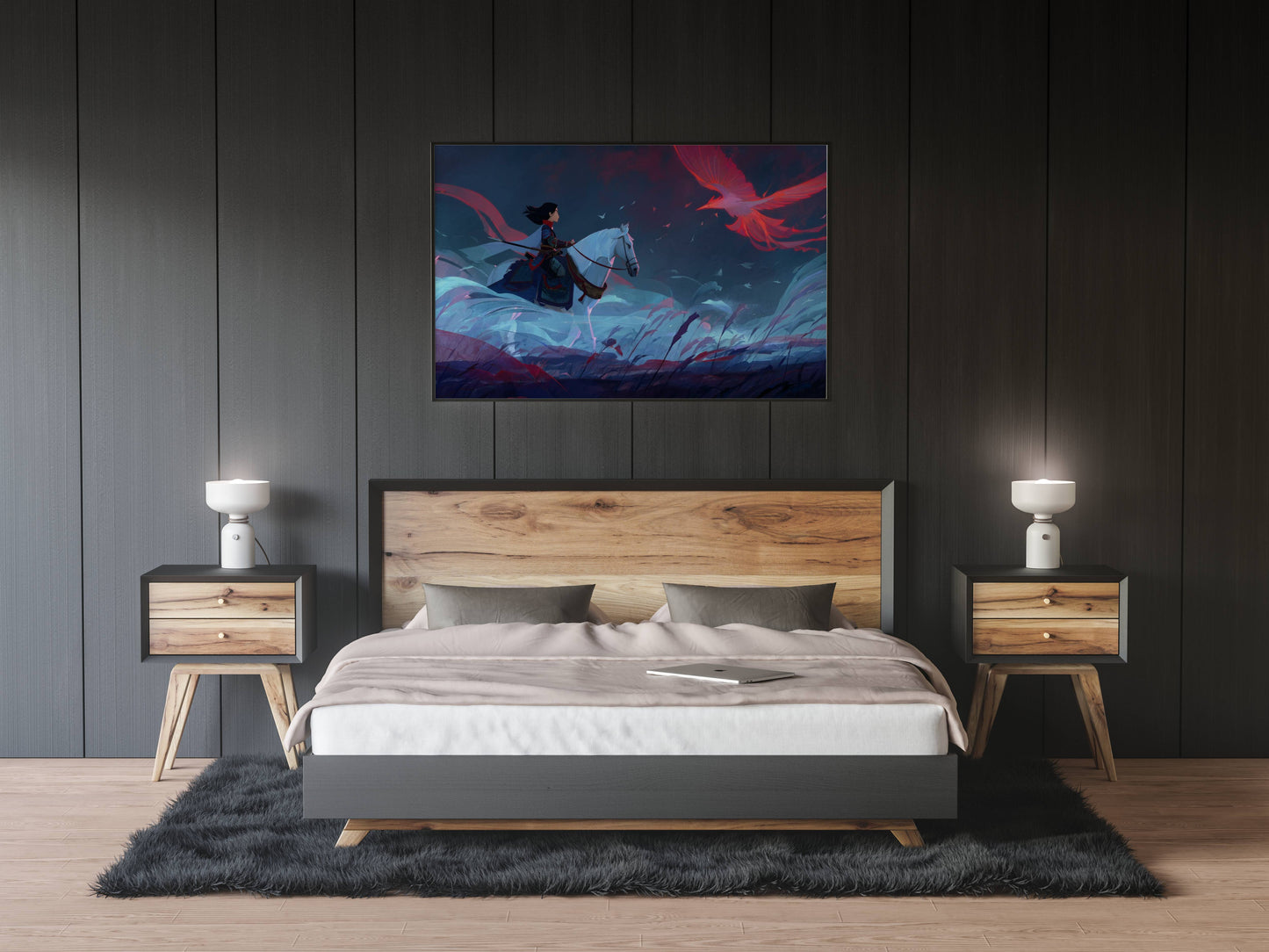 Legendary Phoenix Rider – Modern Digital Fantasy Illustration | Epic AI Wall Art Download