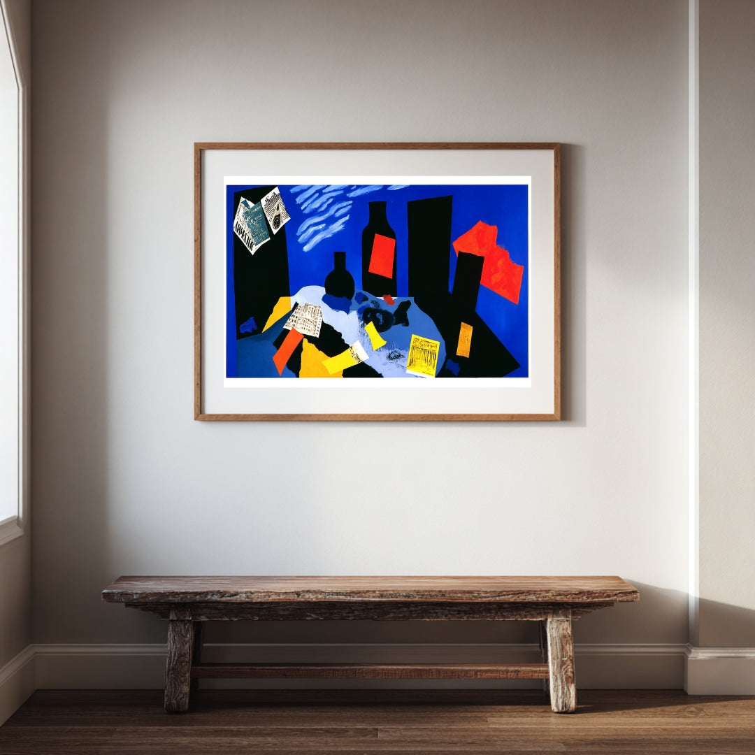 Midnight Still Life – Modern Abstract Collage Painting | Digital Download Wall Art
