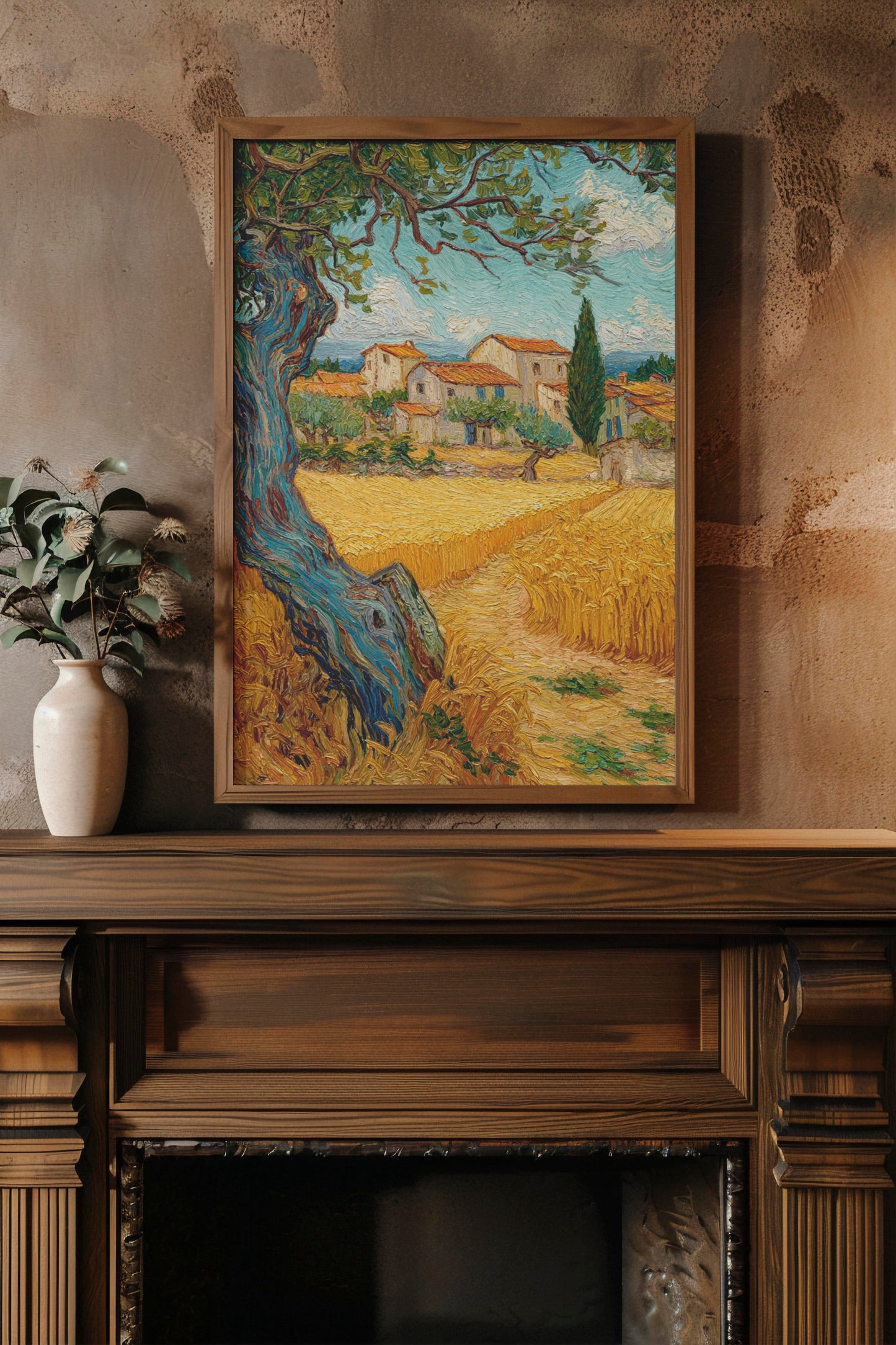 Provence Wheatfield – Van Gogh Style Impressionist Landscape | Digital Download Wall Art