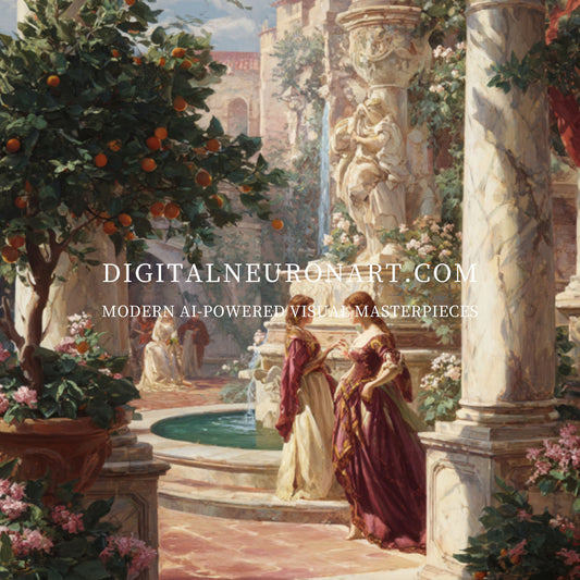 Courtyard Fountain – Digital Download Art Print | Digital Download | Printable Wall Décor