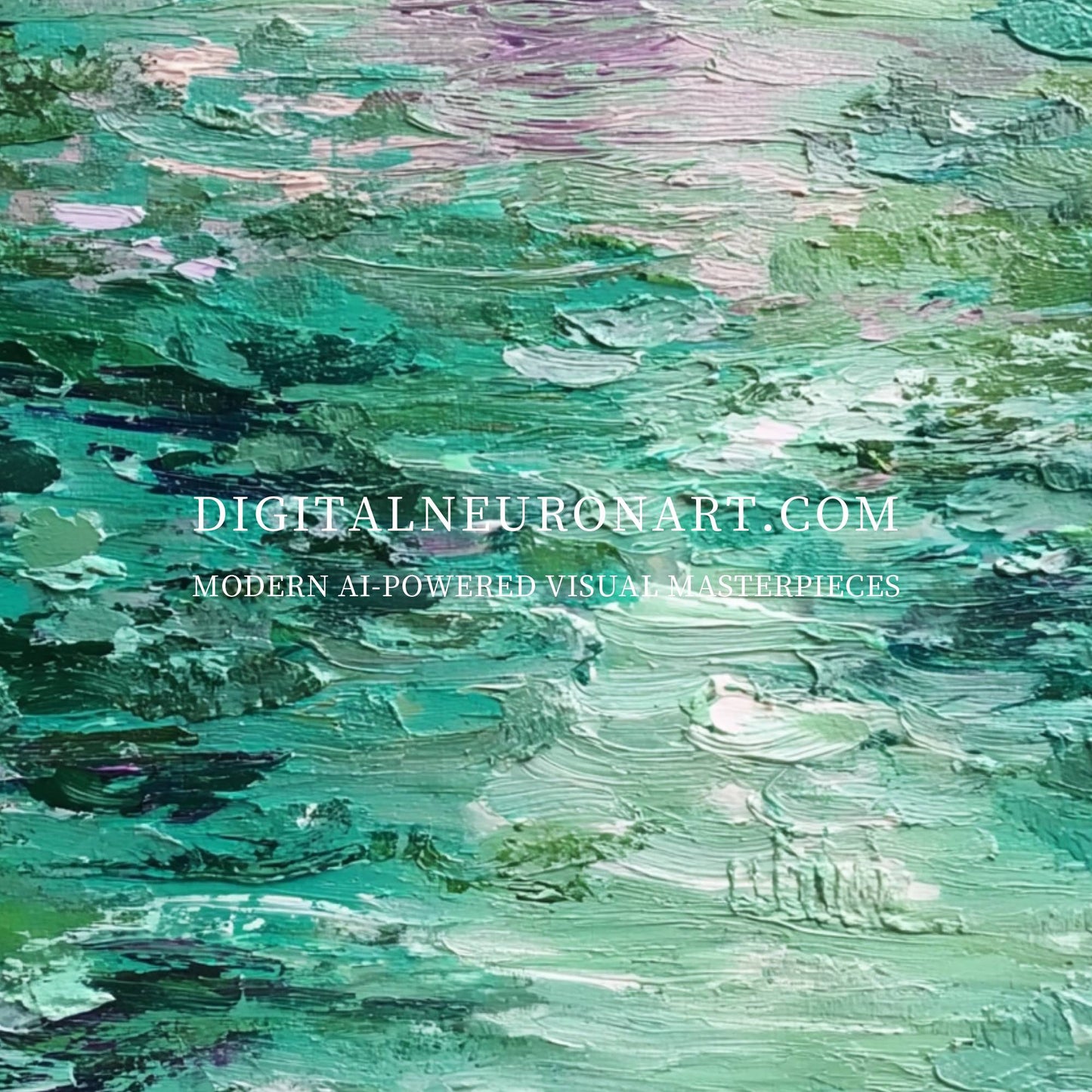 Serenity in Green – Abstract Water Lilies & Gentle Ripples | Digital Download Art Print
