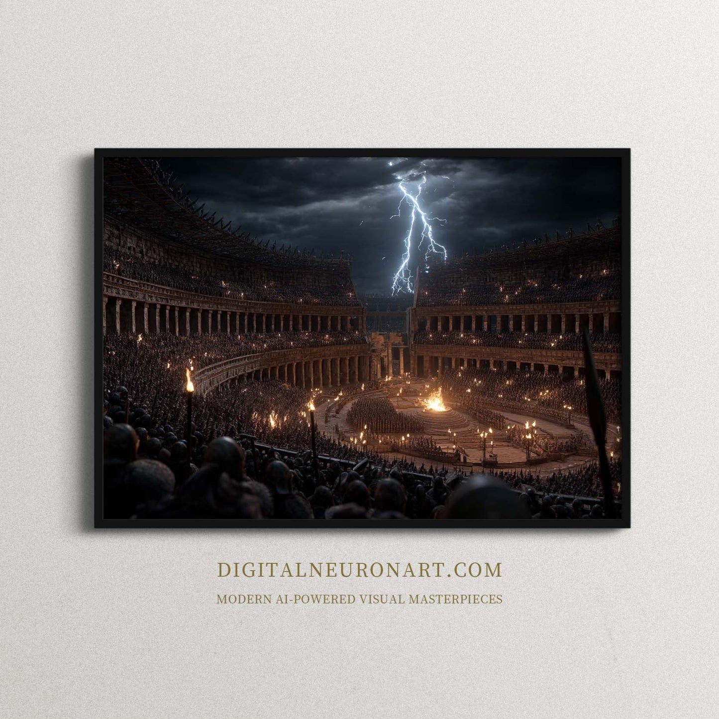 Storm over the Colosseum – Epic Ancient Roman Arena Wall Art | Lightning and Fire Cinematic Digital Painting
