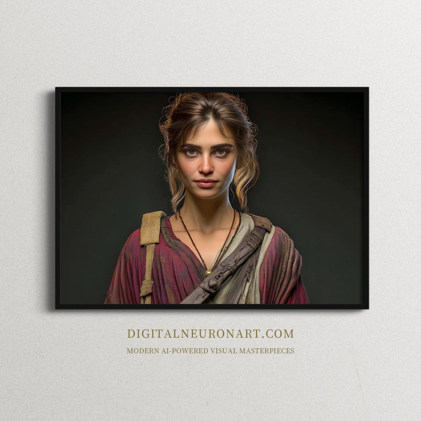 Portrait of Strength – Hyperrealistic Female Warrior Digital Art Print
