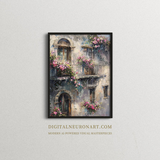 Impression of European Corners – Romantic Floral Street Scene | Digital Download | Printable Wall Art