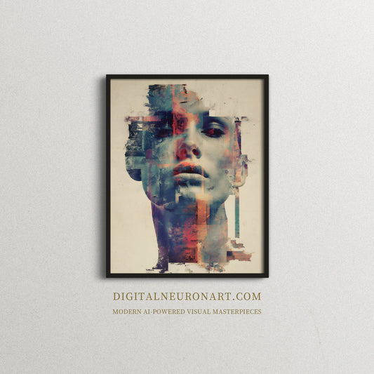 Fragmented Visions – Abstract Digital Portrait Art Print | Modern AI-Generated Wall Decor