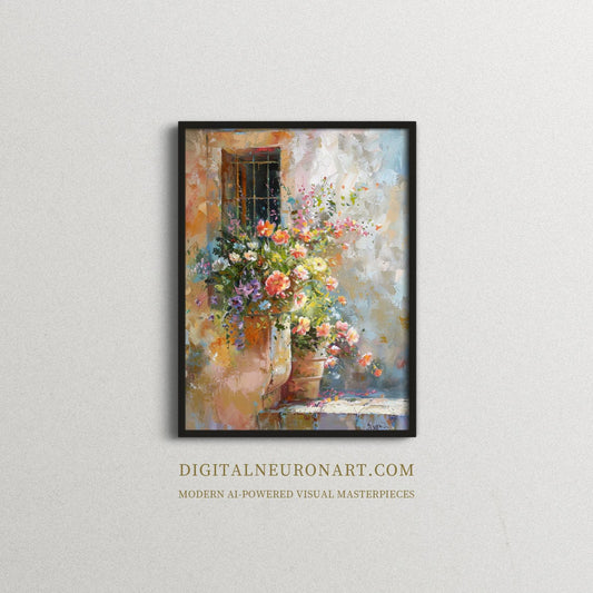 Blooms by the Window – Impressionist Floral Still Life | Digital Download | Printable Wall Art