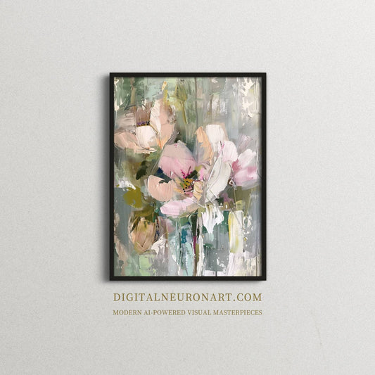 Whispers of Petals – Abstract Floral Textured Painting | Digital Download | Printable Wall Art