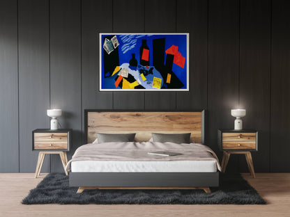 Midnight Still Life – Modern Abstract Collage Painting | Digital Download Wall Art