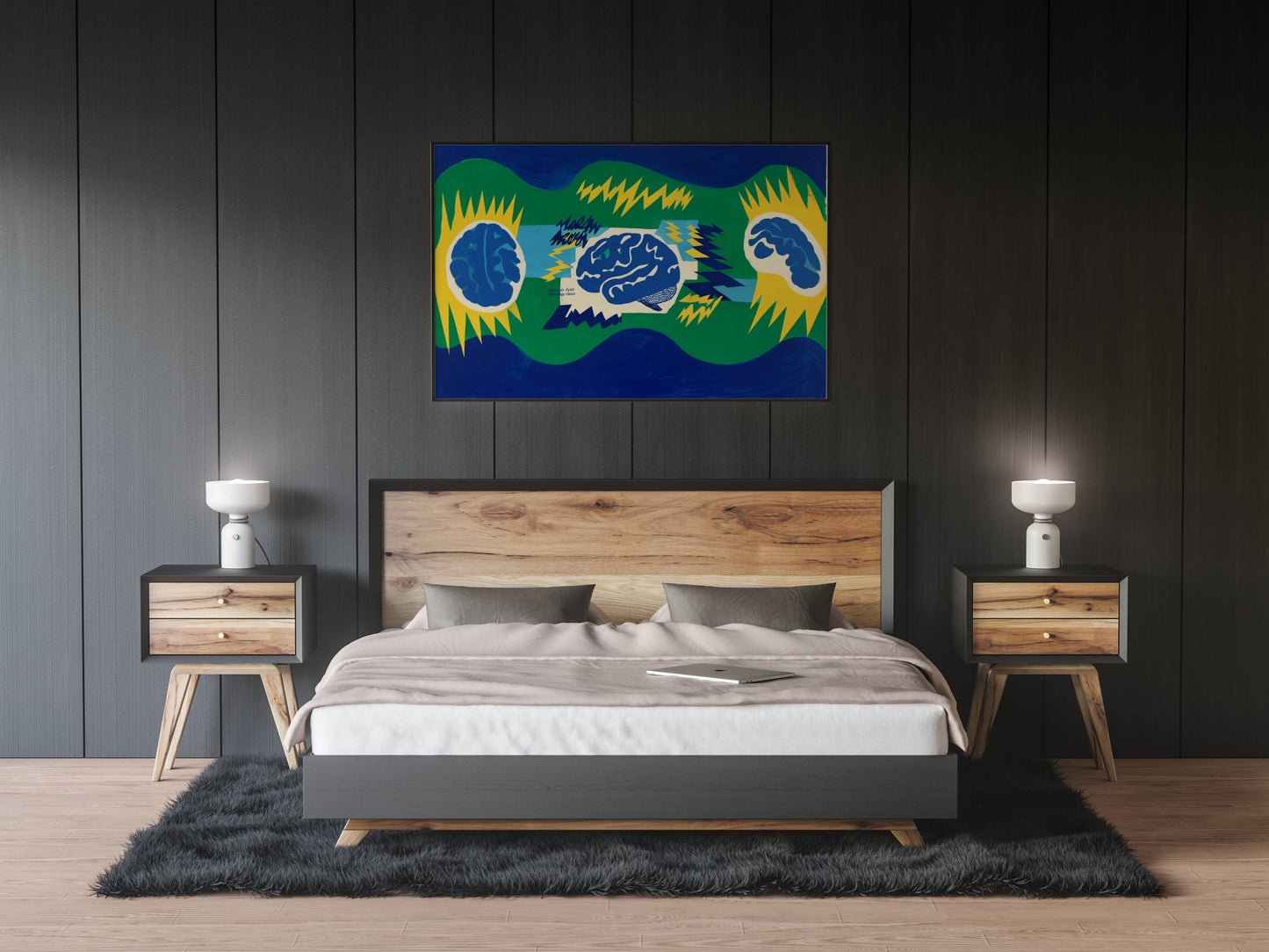 Electric Mindscape – Modern Abstract Pop Art Brain Painting | Digital Download Wall Art