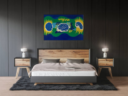 Electric Mindscape – Modern Abstract Pop Art Brain Painting | Digital Download Wall Art