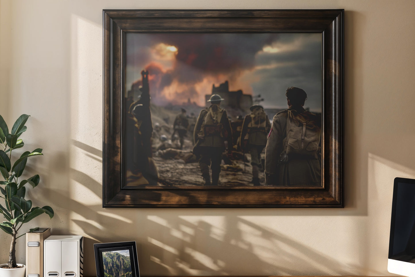 March Into the Fire — Cinematic WWII Battlefield Scene with Soldiers and Smoke