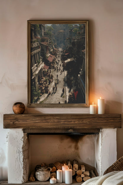 Streets of the Empire – Cinematic Historical Realism Digital Wall Art | Ancient Rome Cityscape Download