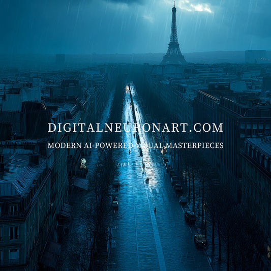 Rain Over Paris — Cinematic Blue Minimalist Cityscape