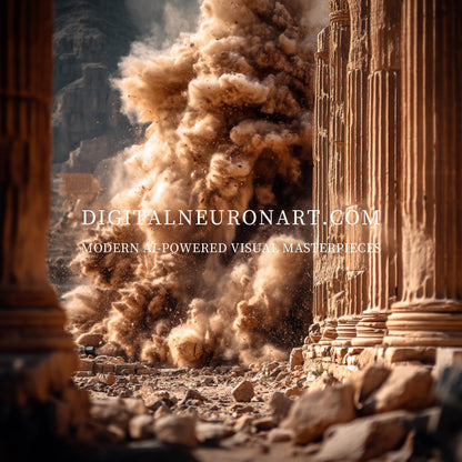 Ruins in Dust – Epic Digital Realism Artwork | Historical Collapse Wall Art Digital Download