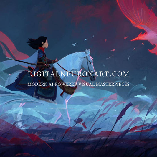 Legendary Phoenix Rider – Modern Digital Fantasy Illustration | Epic AI Wall Art Download