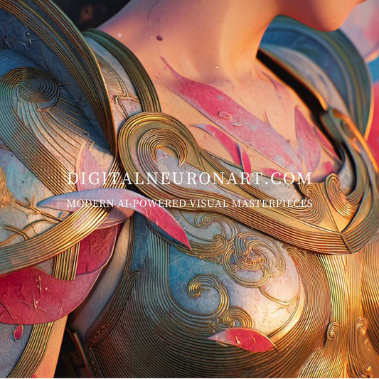 Golden Armor Elegy – Modern Fantasy Surrealist Illustration | Digital Download Wall Art