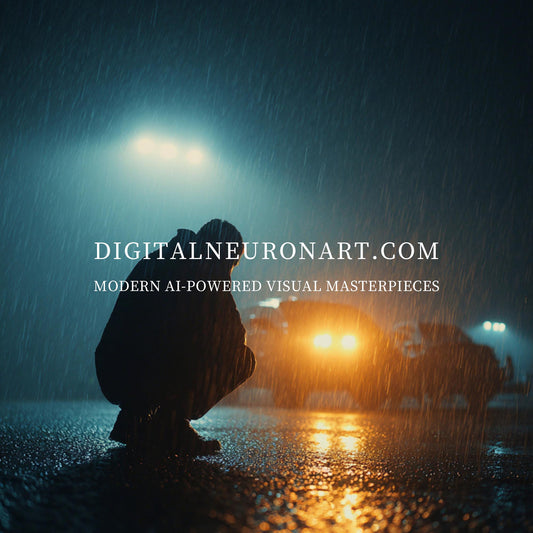Alone in the Rain — Cinematic Noir Street Scene Wall Art