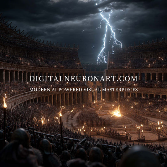 Storm over the Colosseum – Epic Ancient Roman Arena Wall Art | Lightning and Fire Cinematic Digital Painting
