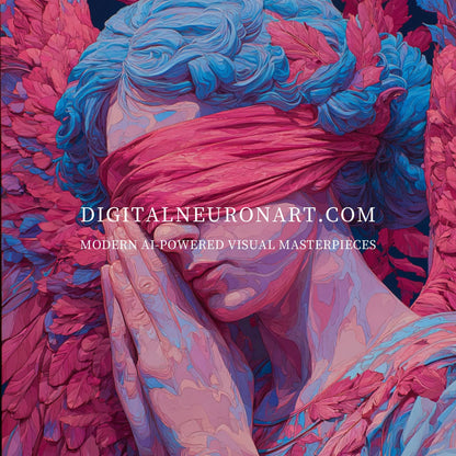 Veil of Silence – Surreal Blindfolded Angel Portrait | Digital Download Wall Art