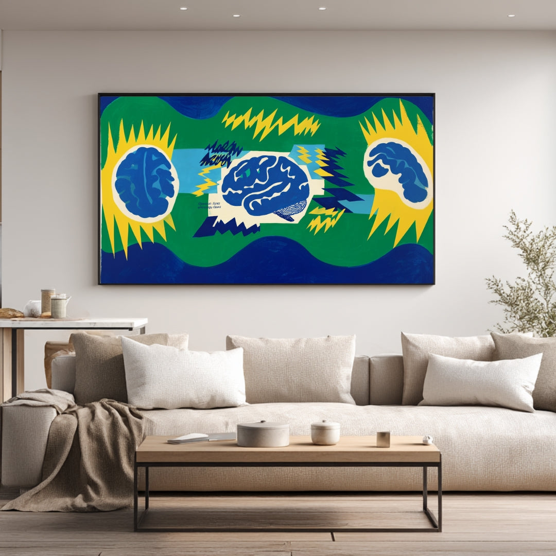 Electric Mindscape – Modern Abstract Pop Art Brain Painting | Digital Download Wall Art
