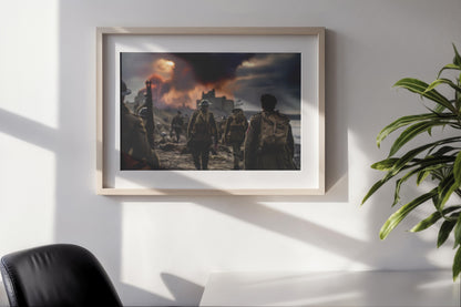 March Into the Fire — Cinematic WWII Battlefield Scene with Soldiers and Smoke