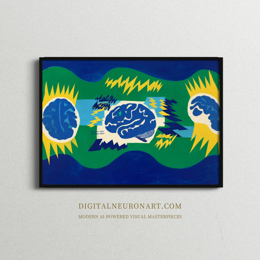 Electric Mindscape – Modern Abstract Pop Art Brain Painting | Digital Download Wall Art