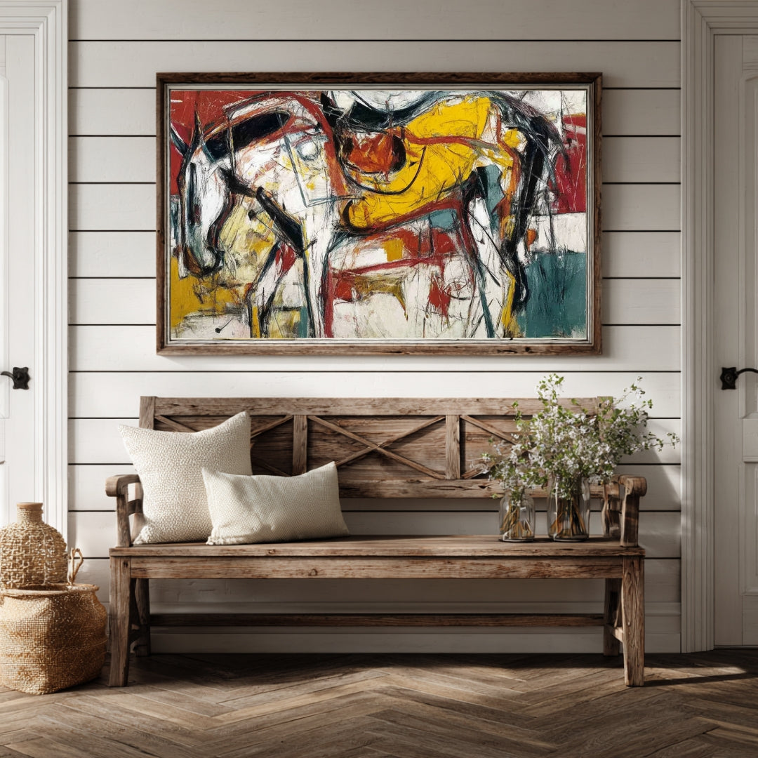 The Untamed Horse – Modern Expressionist Horse Painting with Bold Colors | Digital Download Wall Art