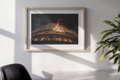 Colosseum in Flames – Epic Digital Fantasy Realism | Ancient Rome Wall Art Digital Download