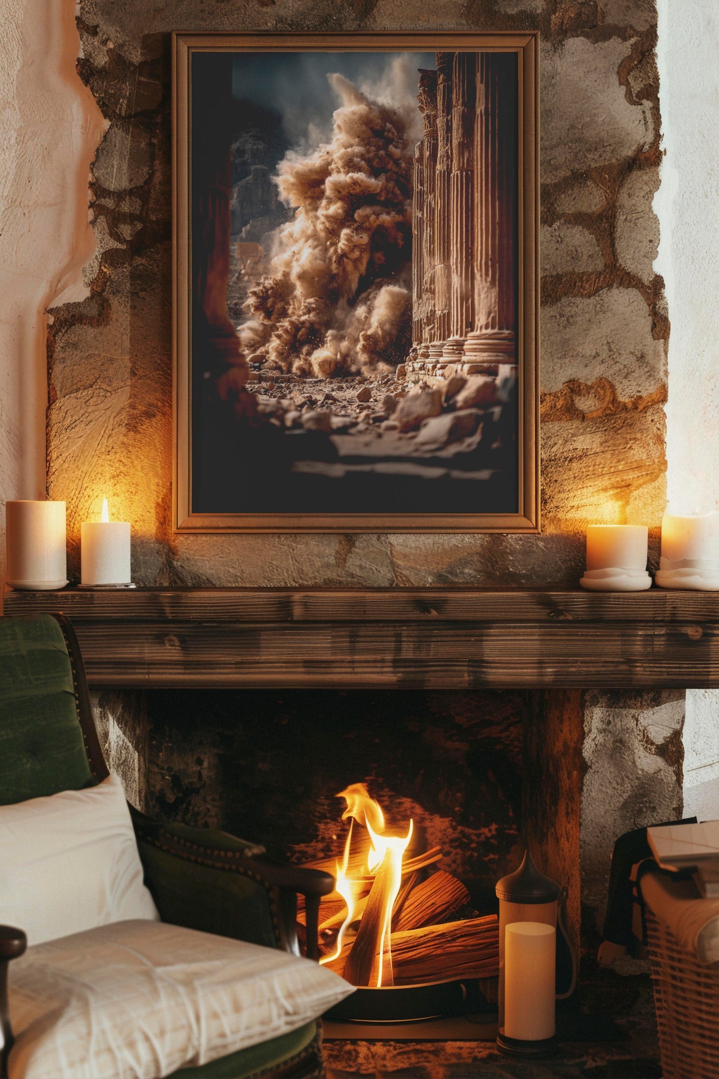 Ruins in Dust – Epic Digital Realism Artwork | Historical Collapse Wall Art Digital Download