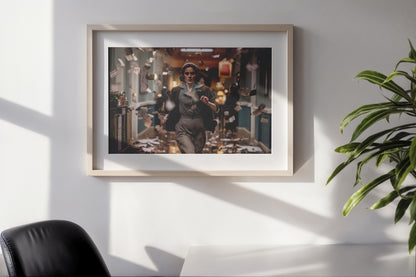 Run Through the Storm of Letters – Cinematic Retro Drama Art | Digital Download