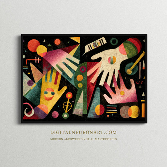 Symphony of Hands – Modern Abstract Geometric Painting with Vibrant Colors | Digital Download Wall Art