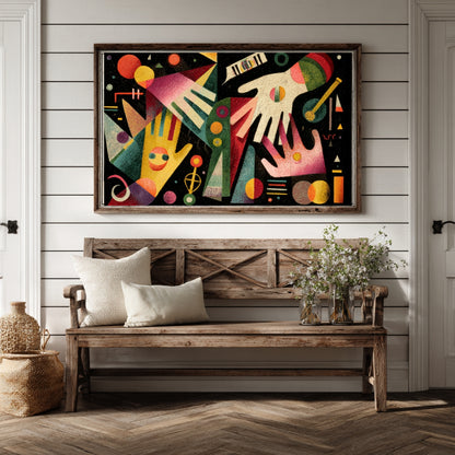 Symphony of Hands – Modern Abstract Geometric Painting with Vibrant Colors | Digital Download Wall Art