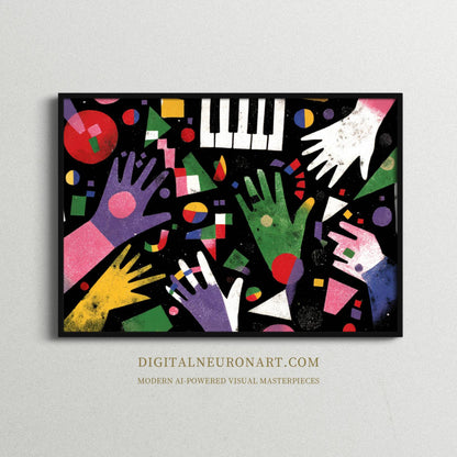 Hands in Harmony – Modern Abstract Musical Painting | Digital Download Wall Art