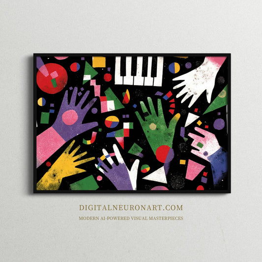 Hands in Harmony – Modern Abstract Musical Painting | Digital Download Wall Art