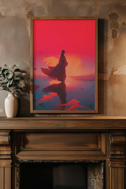 Scarlet Reflection – Modern Surreal Fantasy Illustration | Digital Download Wall Art